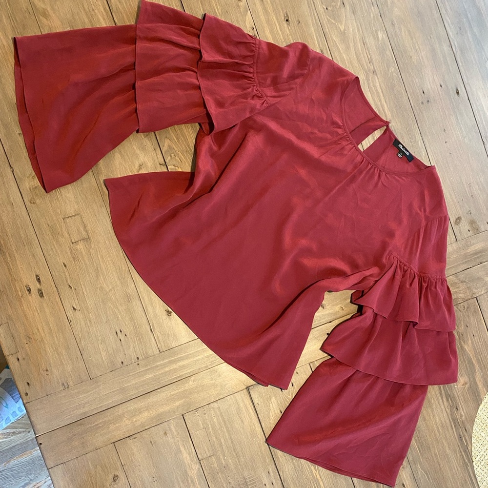 Madewell Silk Burgundy Blouse - Size M